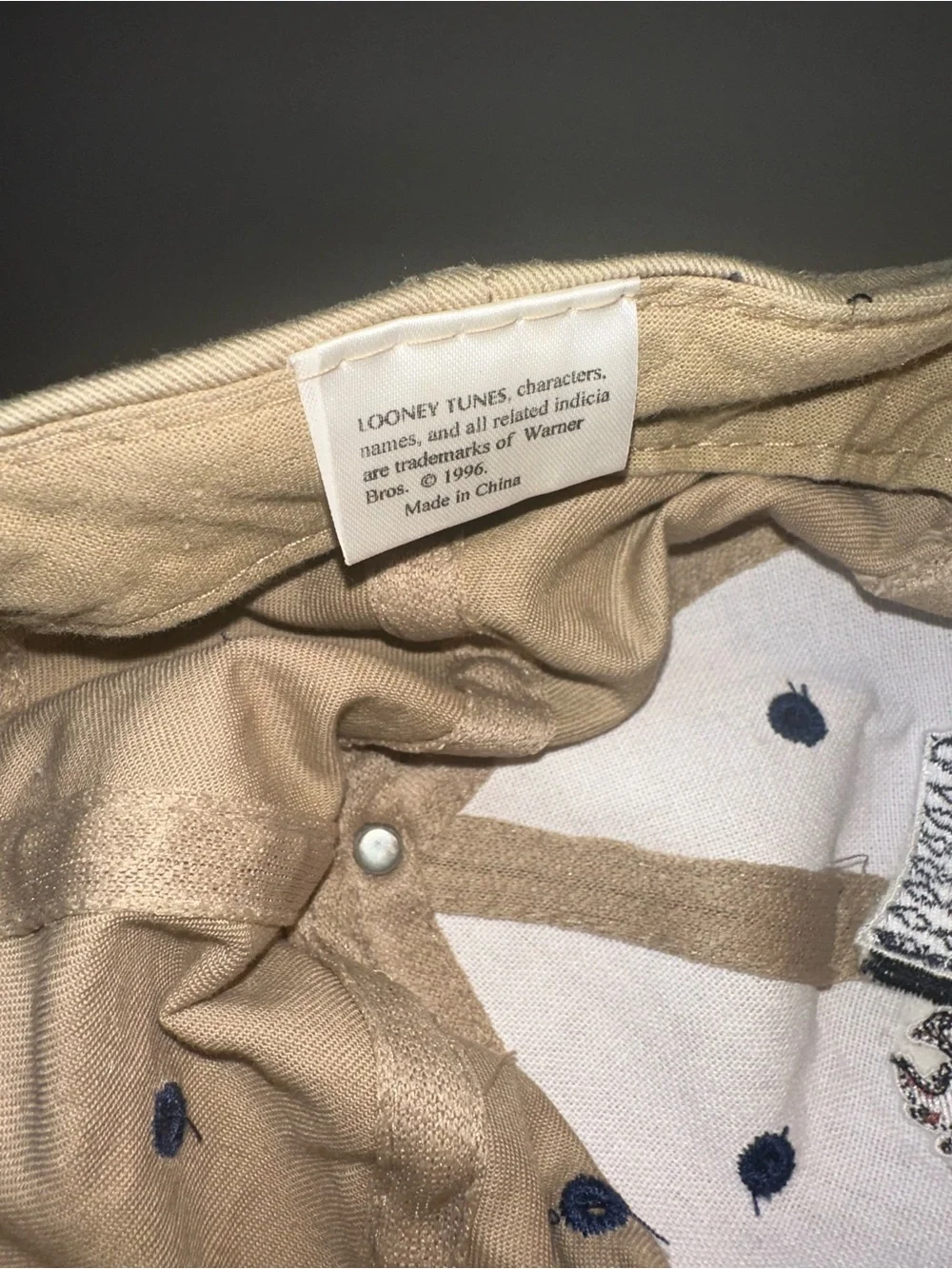 1996 Taz Embroidered Khaki Baseball Cap with Plaid Brim